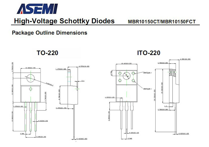 ASEMI品牌MBR10150CT參數