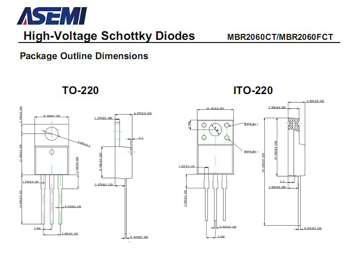 ASEMI品牌MBR2060CT參數