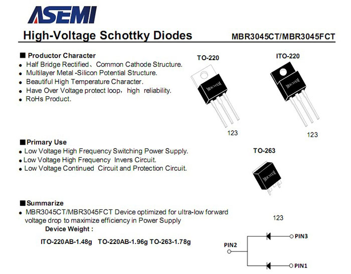 ASEMI品牌MBR30150CT參數(shù)