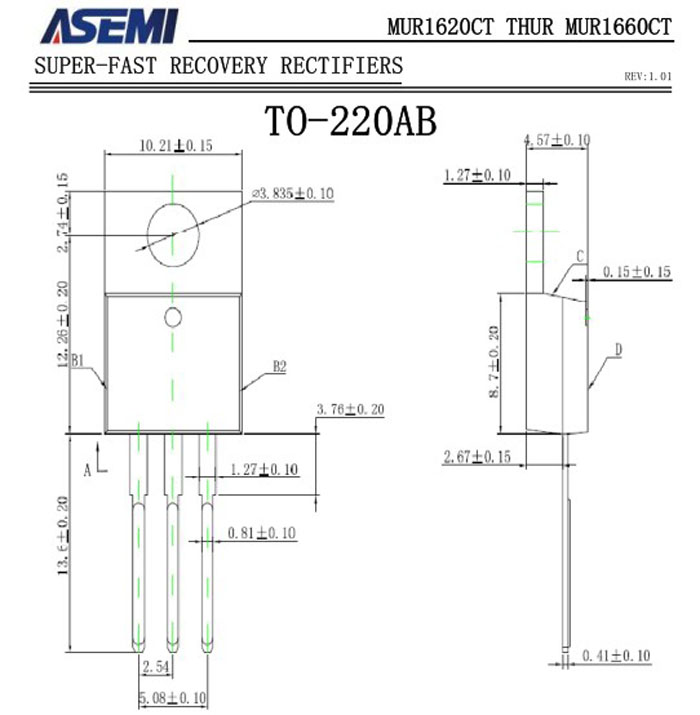 ASEMI超快恢復MURF1640CT